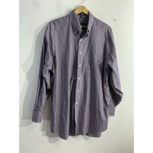 Men’s Lanesboro Long Sleeve Dress Shirt 16.5 32/33 Large Blue Red Checked Button